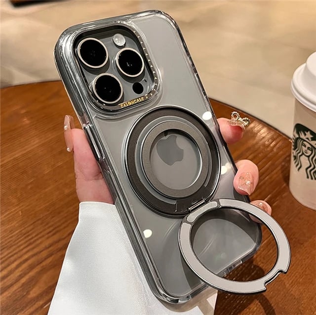 Luxury Magsafe Magnetic Transparent 360°Rotating Holder Stand Phone Case