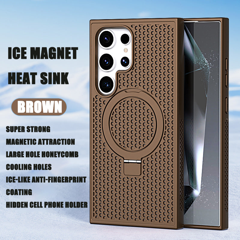 Suitable For Samsung S24/S23/S22 Mobile Phone Case Cooling Magnetic Bracket Breathable Honeycomb