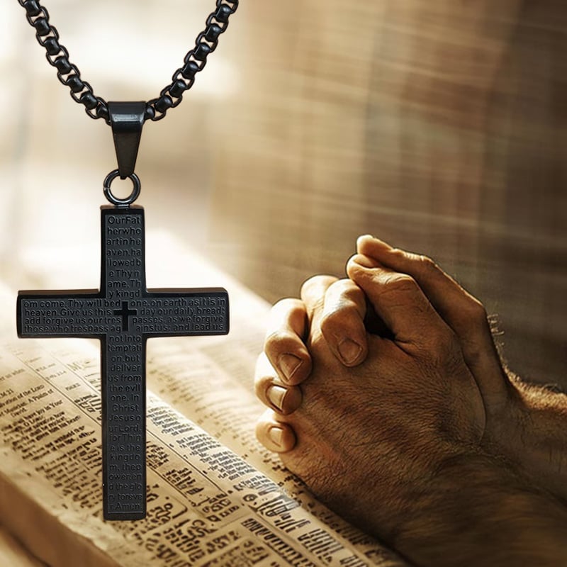🙏Easter’s Hot Selling & 🔥🔥Lord‘s Prayer Scibble Cross Necklace