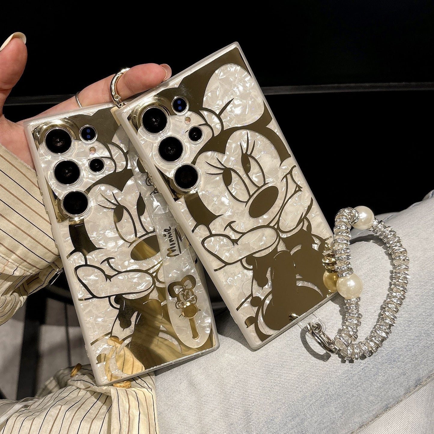 Hot Stamping Shell Pattern Mickey Bracelet Phone Case For Samsung