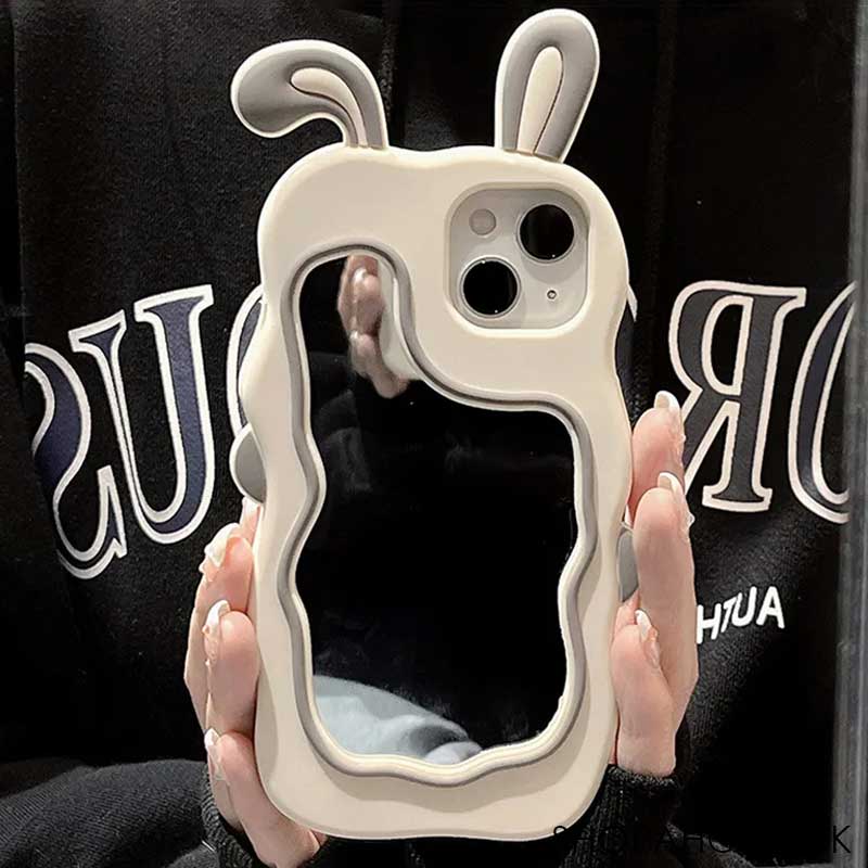 iPhone All Model Cover- 3D Silicone Cute Mirror Rabbit Case