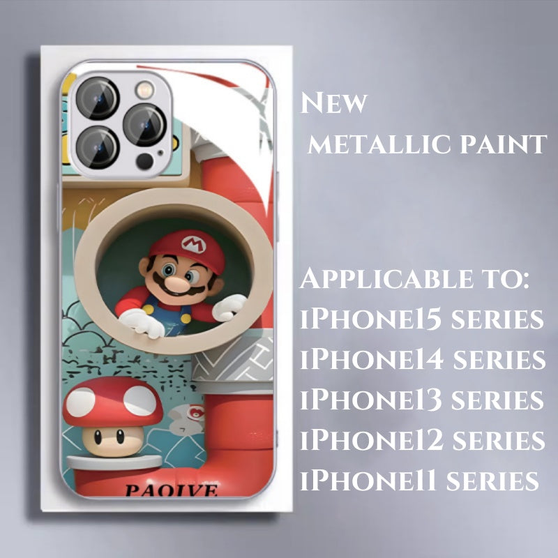 Popular Mushroom Mario Liquid Glass Anti-fall Phone Case