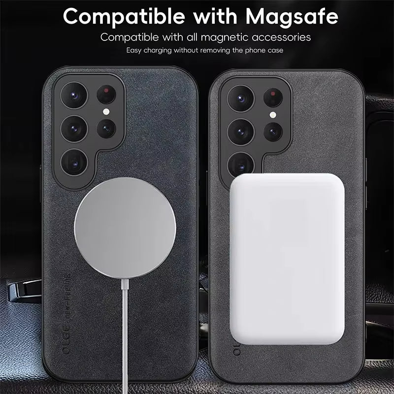 Magnetic For Magsafe Leather Case For Samsung Galaxy
