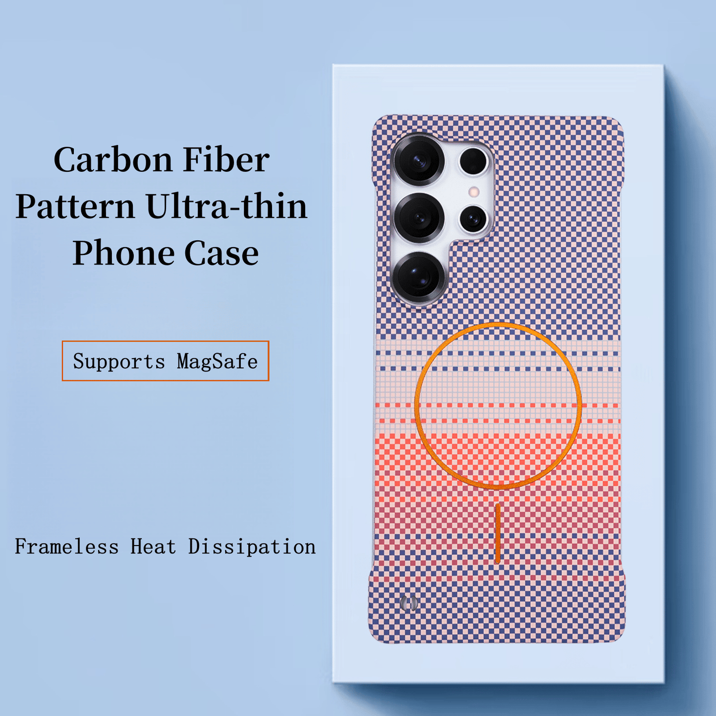 Ultra-Slim Carbon Fiber Texture MagSafe Case – Frameless & Washable Design