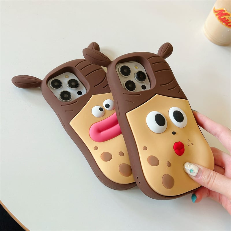 3D Cartoon Fun Braid Girl Super Thick Soft Silicone Phone Case for iPhone15promax