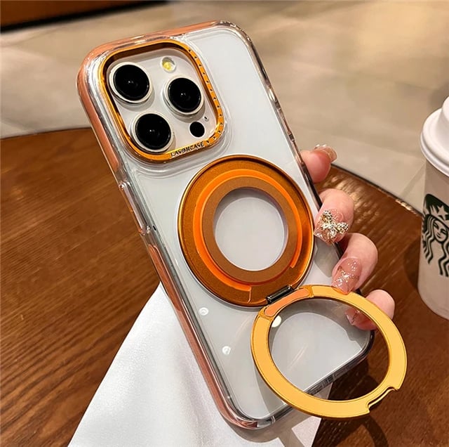 Luxury Magsafe Magnetic Transparent 360°Rotating Holder Stand Phone Case