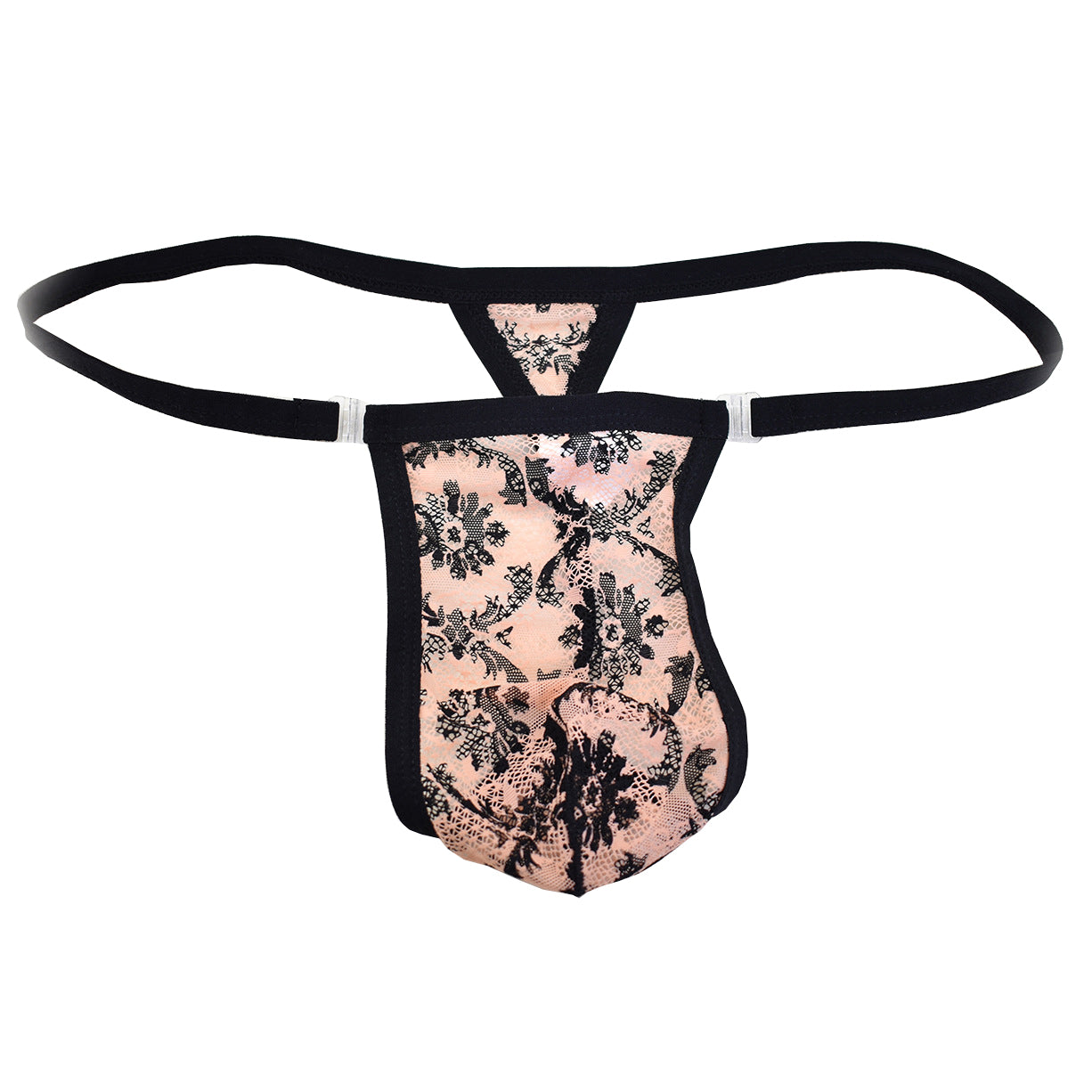 Removable Button Lace Print Thong