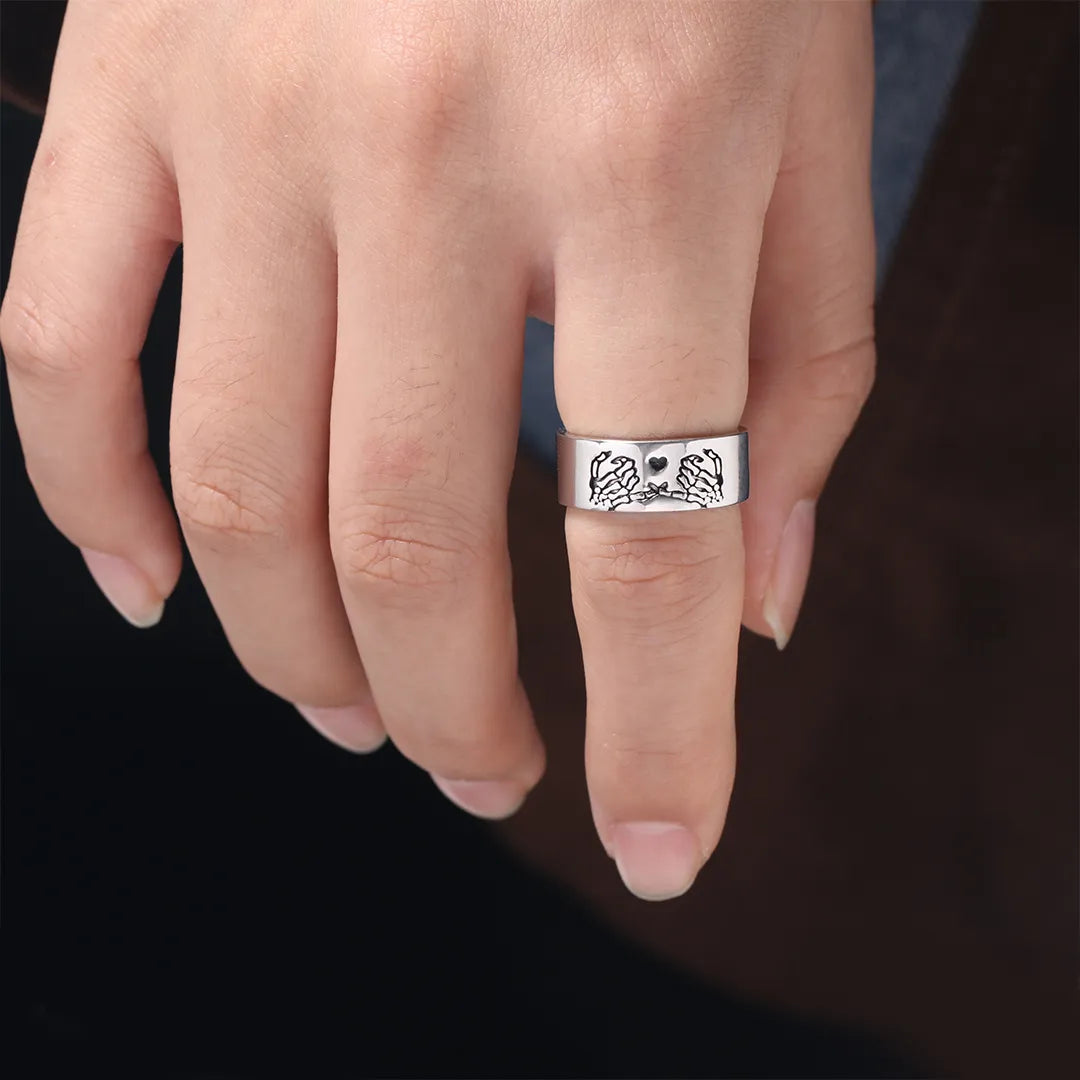 FOR FRIEND - S925 RIDE OR DIE SKELETON PINKY PROMISE RING