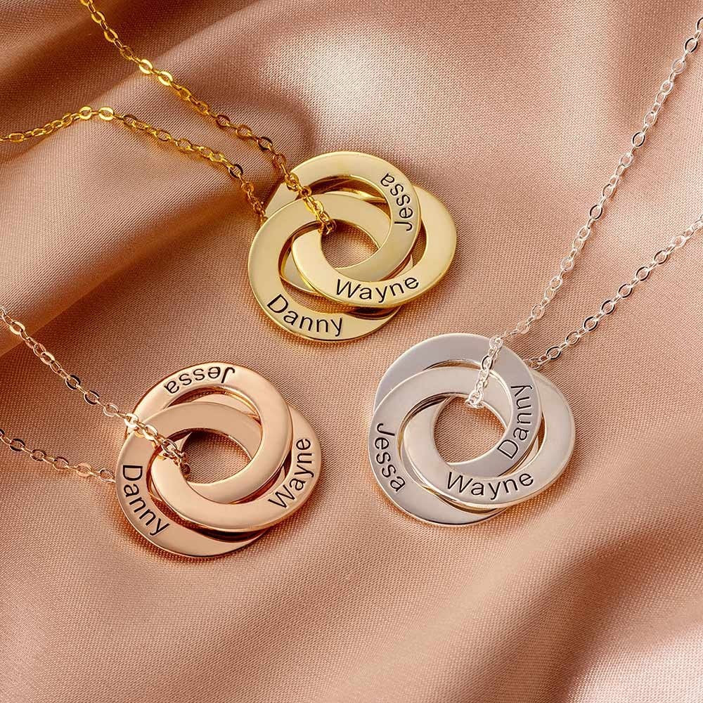 Minimalist Personalized Interlocking Circle Necklace