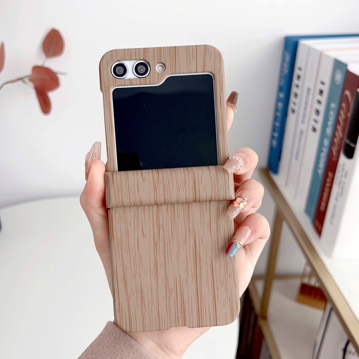 Simple Wood Grain Folding Screen Case For Samsung Z Flip3/4/5