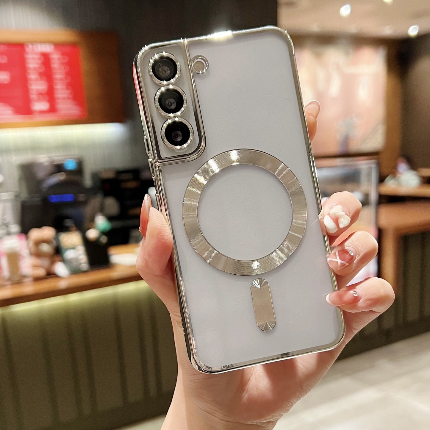 CD Pattern Lens Film Magnetic Phone Case For Samsung