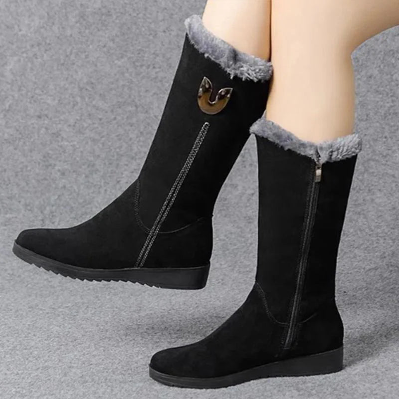 Women's Black Suede Winter Boots