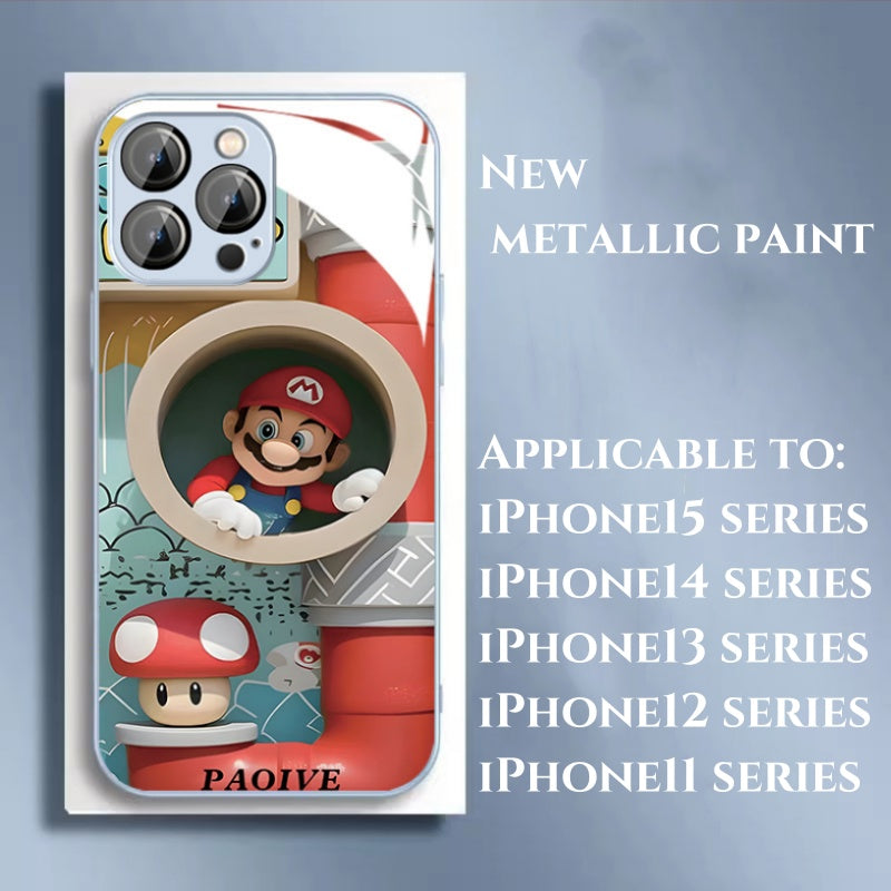 Popular Mushroom Mario Liquid Glass Anti-fall Phone Case