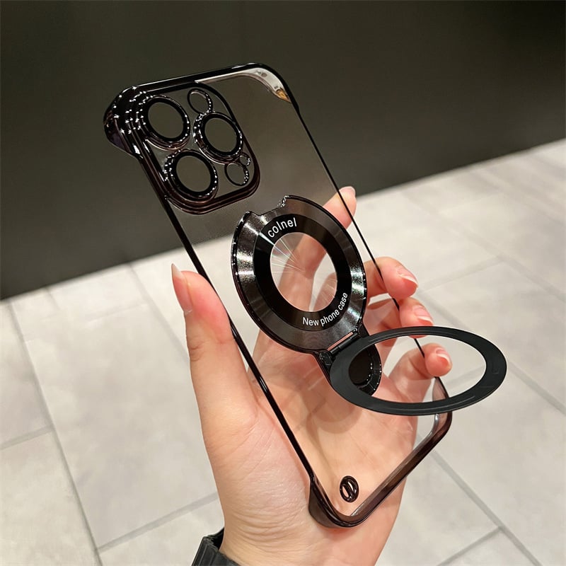 Frameless Magnetic iPhone Case with Invisible Ring Stand