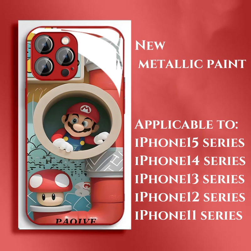 Popular Mushroom Mario Liquid Glass Anti-fall Phone Case