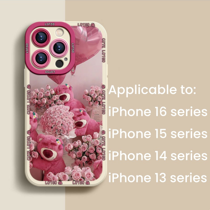 New silicone strawberry bear high-end anti-fall cute mobile phone case