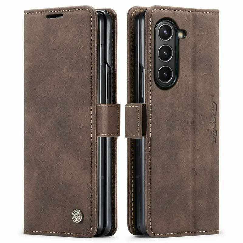 Luxury Matte Magnetic Buckle Leather Wallet Phone Case