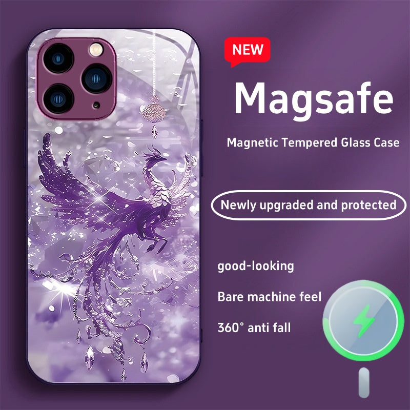 Shiny Phoenix Magsafe Tempered Glass Phone Case