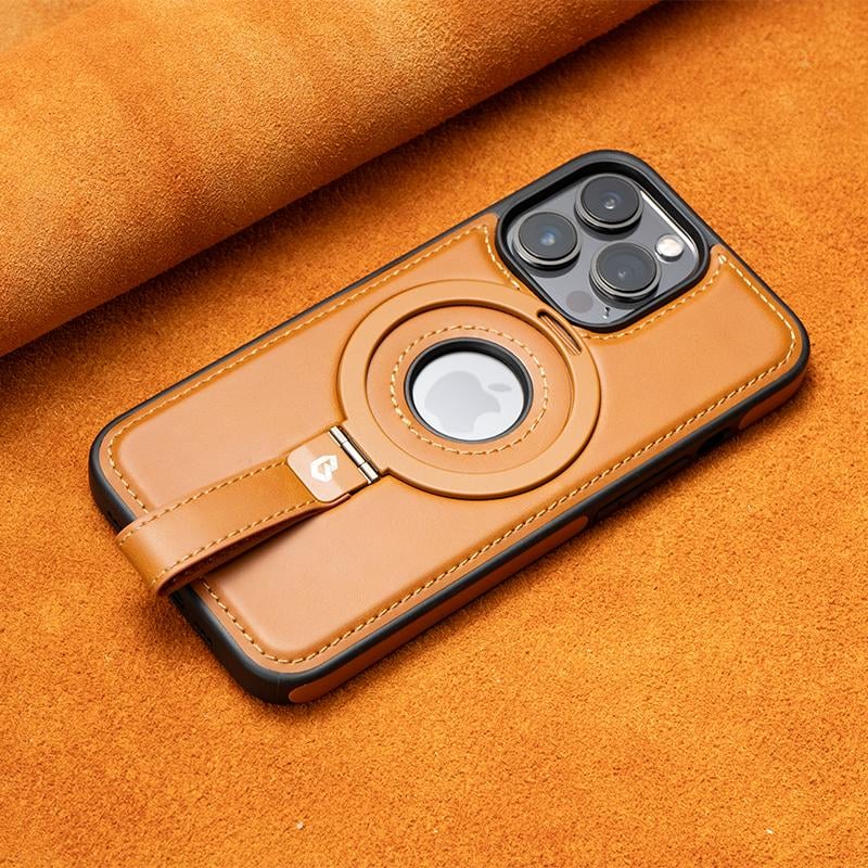 Upgraded Version with Lanyard - Full-Coverage Shockproof Leather Magnetic Stand iPhone Case