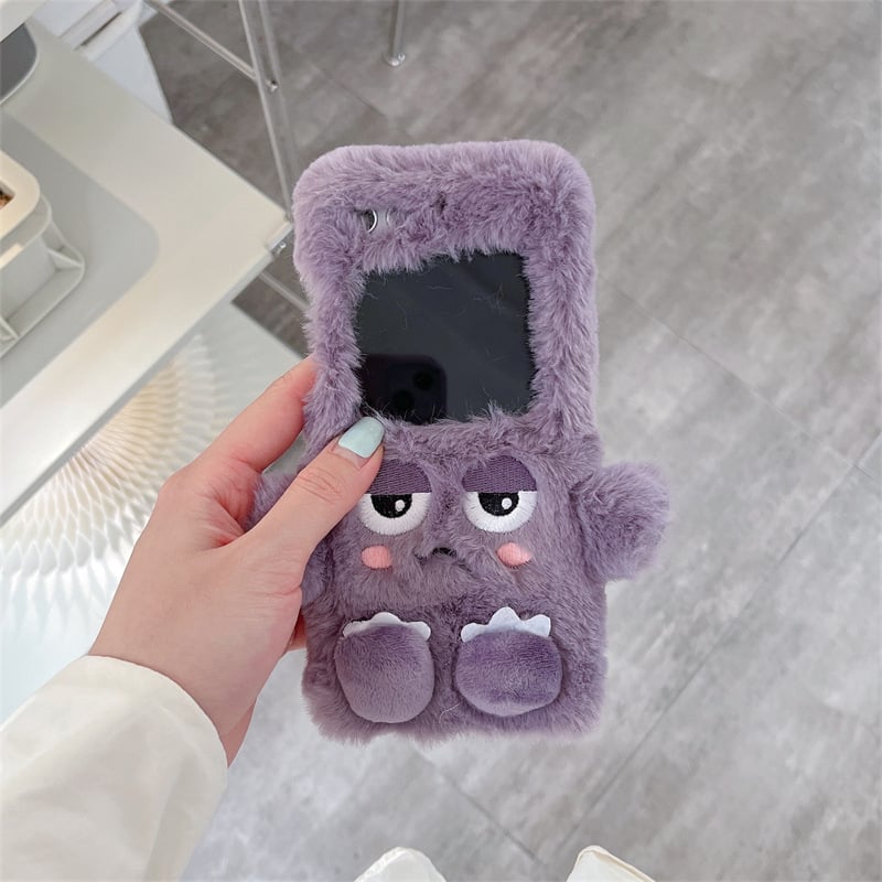 Plush Cartoon Monster Phone Case for Galaxy Z Flip 3/Galaxy Z Flip 4/Galaxy Z Flip 5/Galaxy Z Flip 6