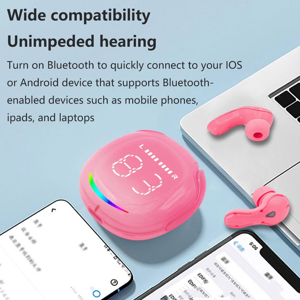 Stylish, comfy Bluetooth earphones with HD sound and broad device compatibility! 🎧✨