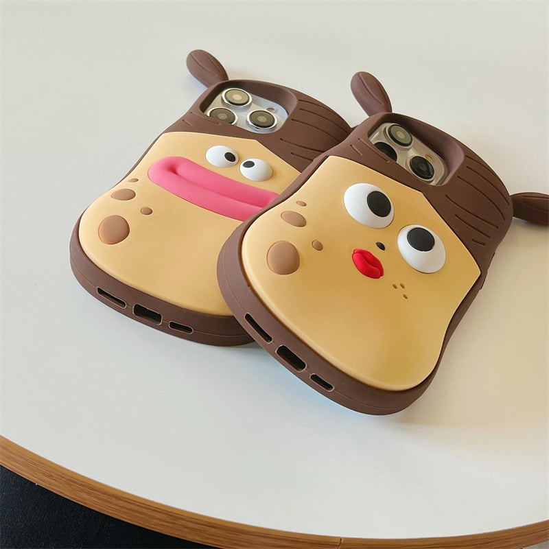 3D Cartoon Fun Braid Girl Super Thick Soft Silicone Phone Case for iPhone15promax