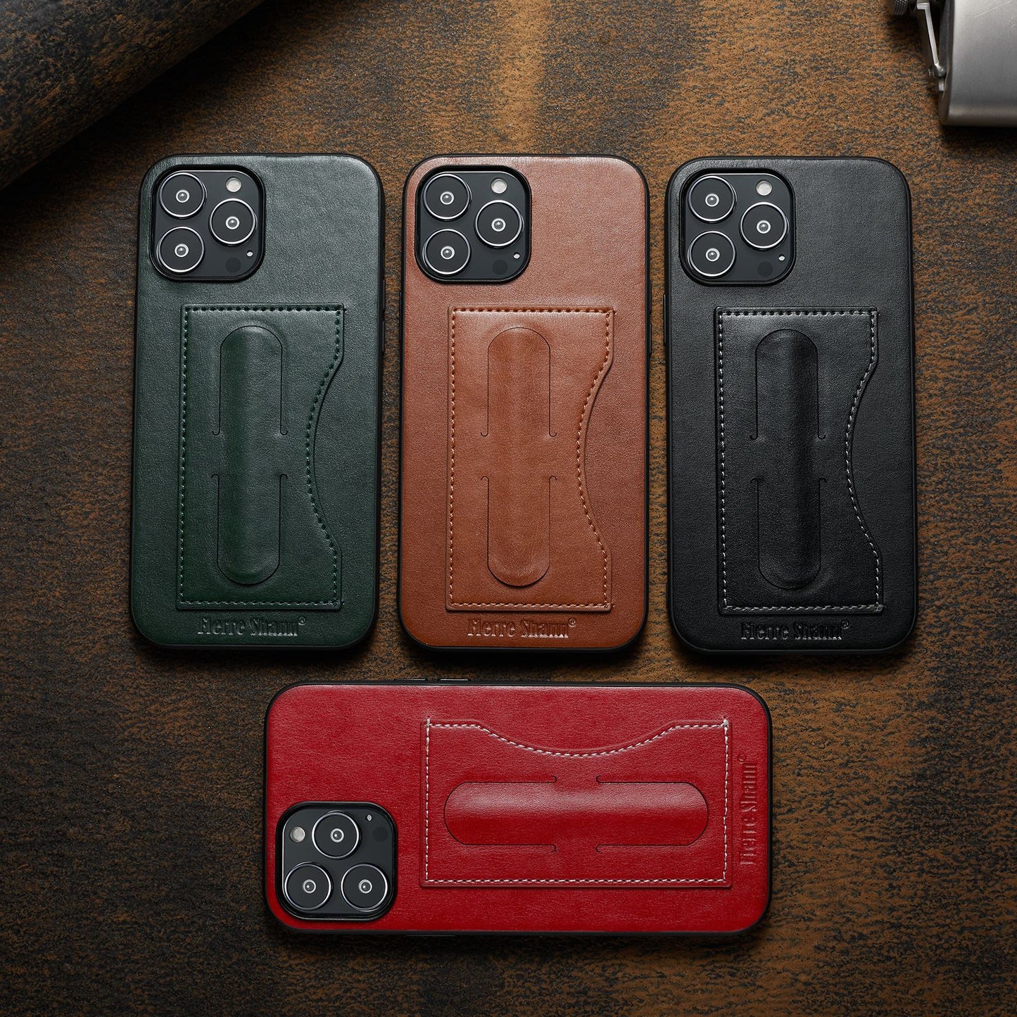 Leather Invisible Stand iPhone Case with Card Slots