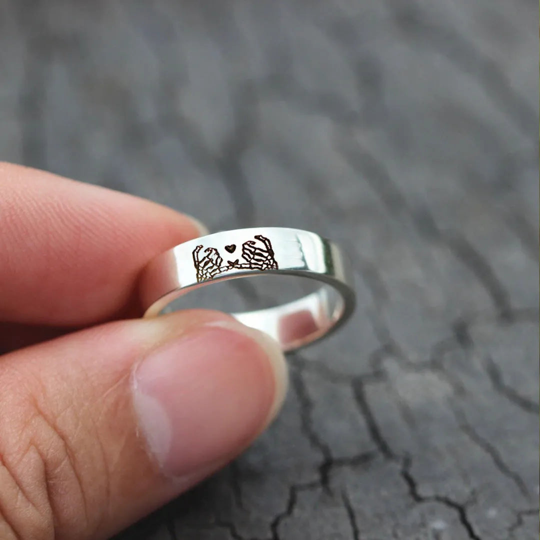 FOR FRIEND - S925 RIDE OR DIE SKELETON PINKY PROMISE RING