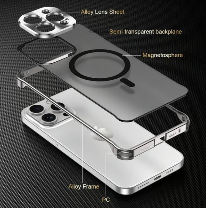 Magnetic Metal Rimless Phone Case For iPhone