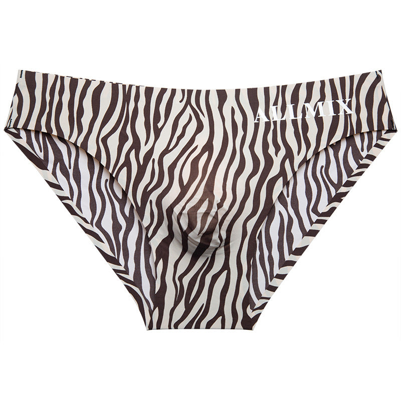 Men's 3D bulge sexy leopard print ice silk briefs