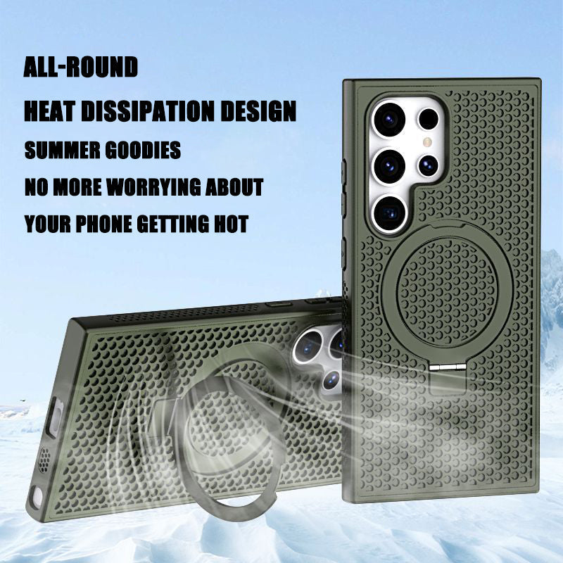 Suitable For Samsung S24/S23/S22 Mobile Phone Case Cooling Magnetic Bracket Breathable Honeycomb