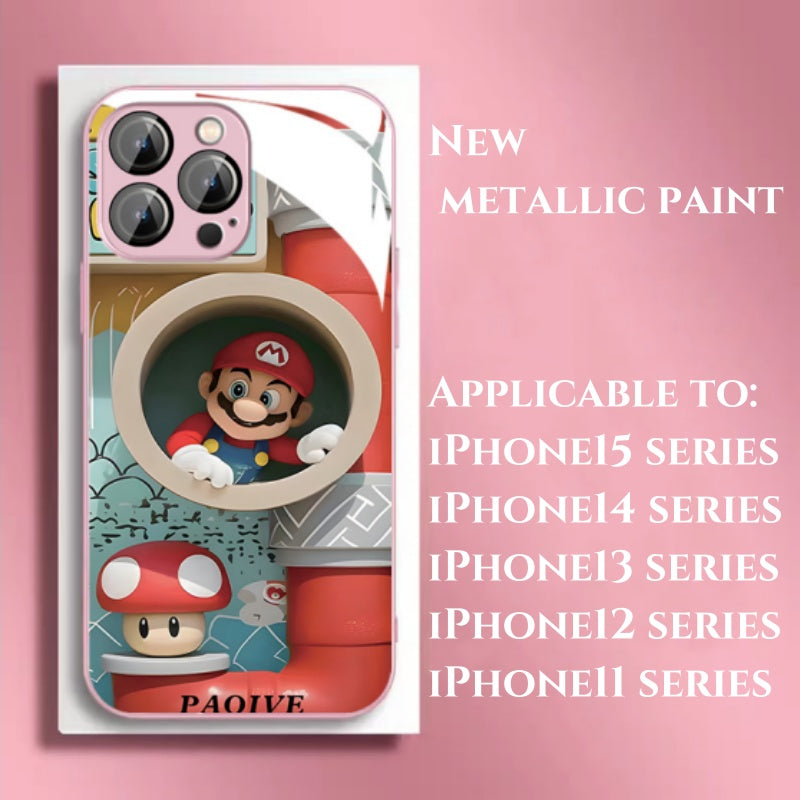 Popular Mushroom Mario Liquid Glass Anti-fall Phone Case