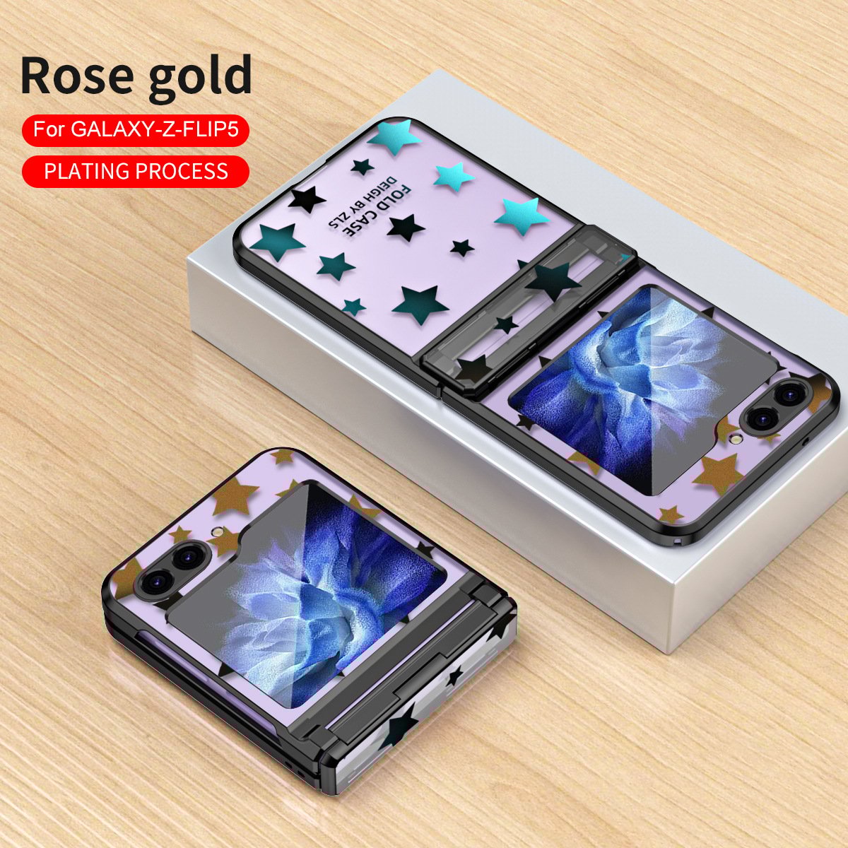 Electroplating starry sky phone case, suitable for Galaxy Z flip 3/Galaxy Z flip 4/Galaxy Z flip 5/Galaxy Z flip 6