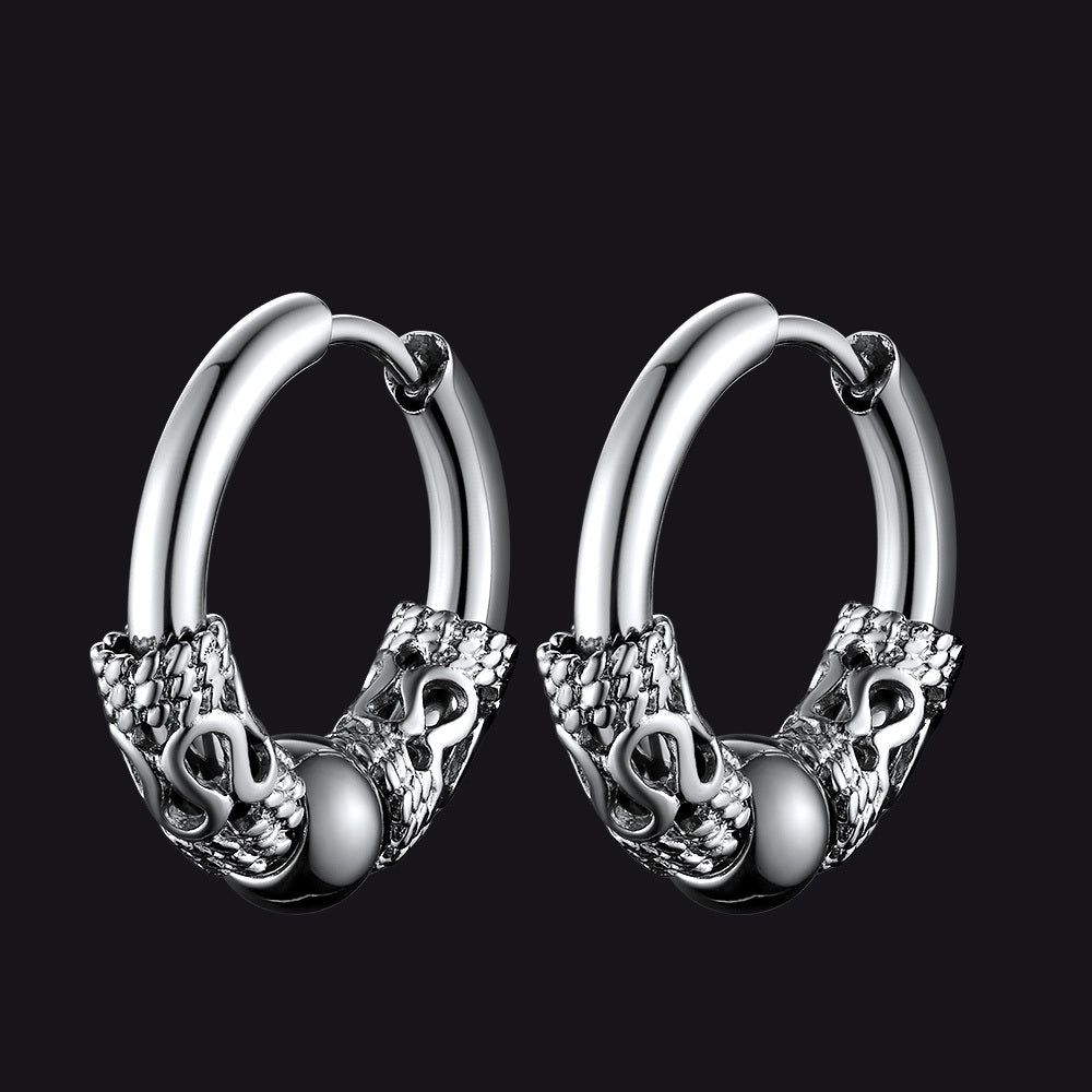 【Buy 1 Free 1】Hip Hop Dragon Totem Hoop Earrings For Men