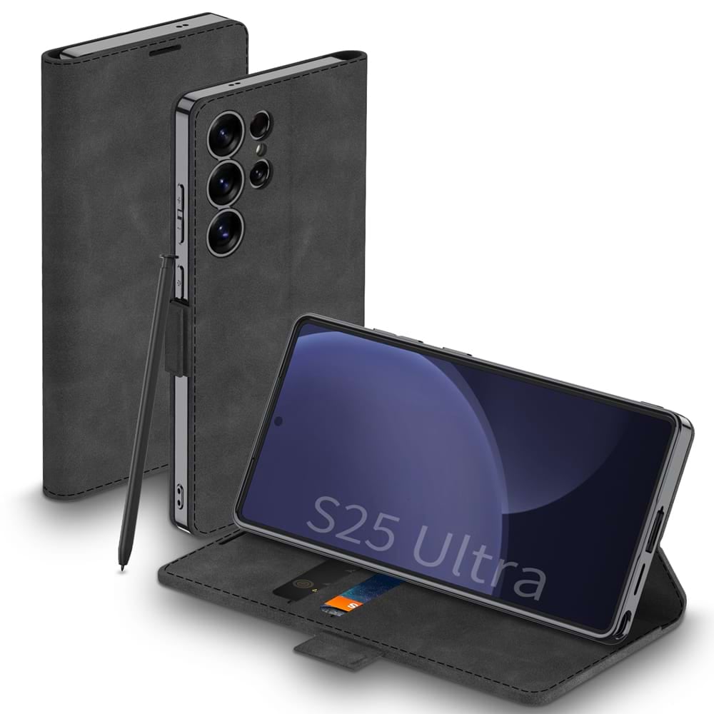 Magnetic Buckle Electroplated Frosted Leather Card Holder Flip Case for Galaxy S25 Ultra