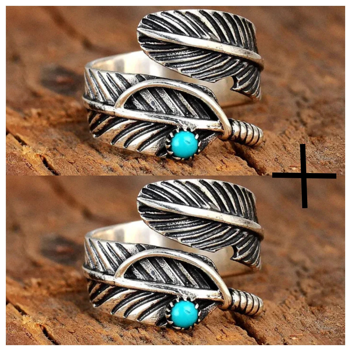 FOR MEMORIAL- YOUR GUARDIAN ANGEL WATCHING AND PROTECTING FEATHER TURQUOISE RING