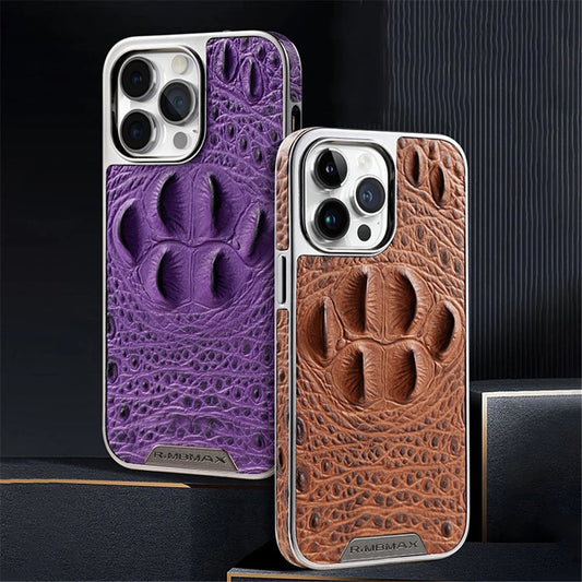 Luxury Business Crocodile Claw Genuine Leather Case For iPhone 16 Pro Max 14 13 12 15 Pro Max 16 Pro Shockproof Cover Phone Case