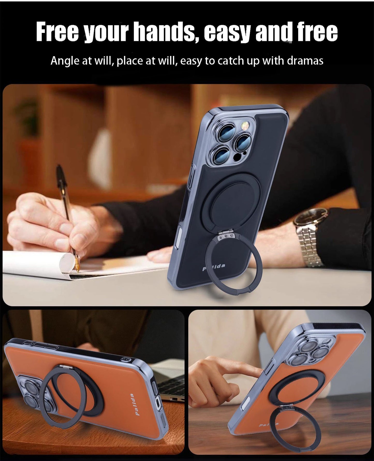 VERSATILEYUS TM  Magnetic rotating stand plating  fall protection case For IPhone16 15 14 13 Pro max Plus