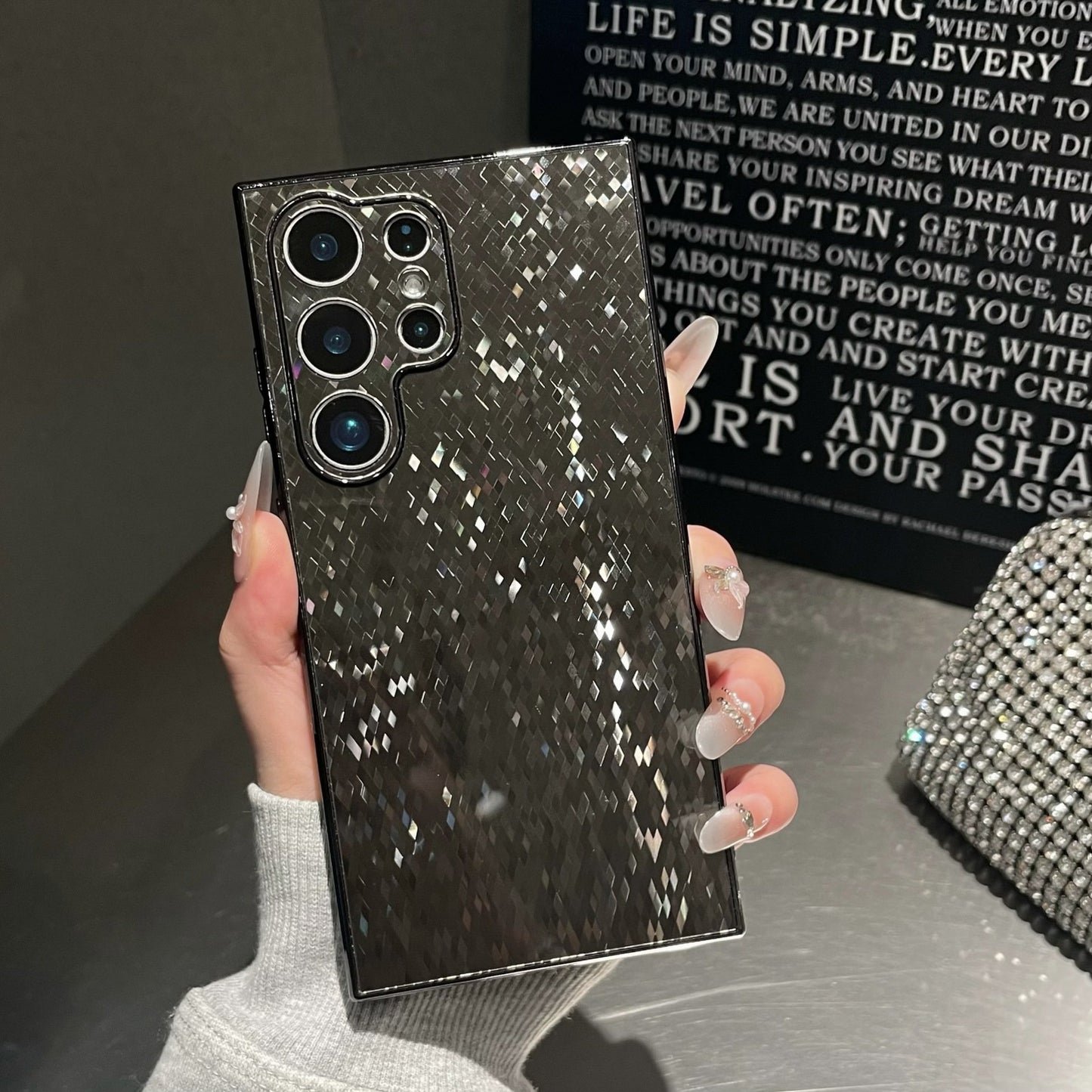 Luxurious Fine Glitter Diamond Pattern Phone Case For Samsung