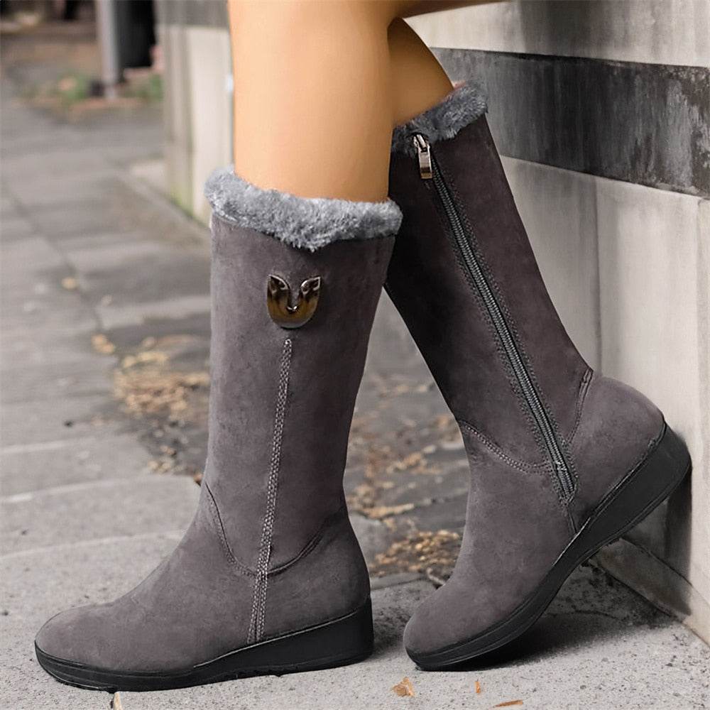 Women's Black Suede Winter Boots
