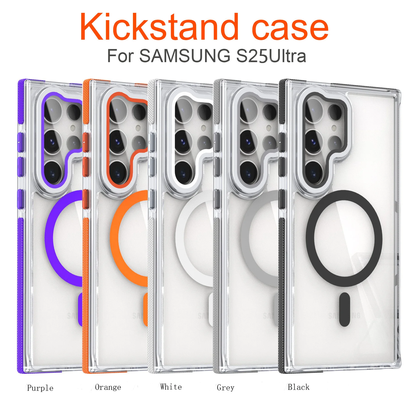 2025 New Transparent Phone Case for Samsung Galaxy S25/S24/S23/S22 Ultra Magnetic Bracket Cover