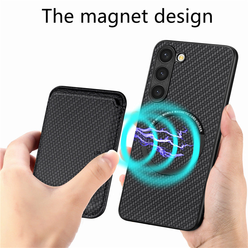 Magnetic Card Fiber Phone Case For Samsung