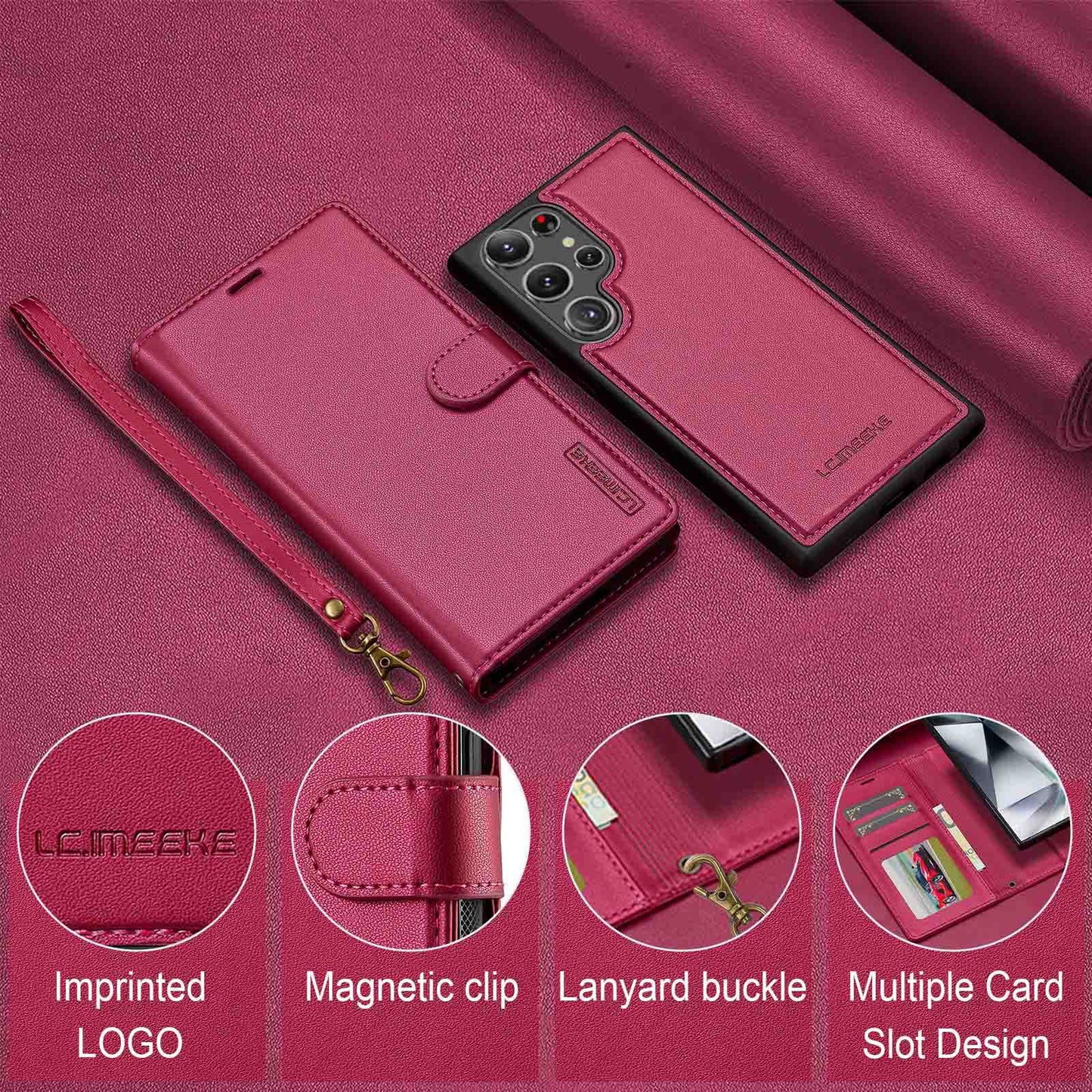 Magnetic 2 in 1 Leather Case Split Phone Case For Samsung