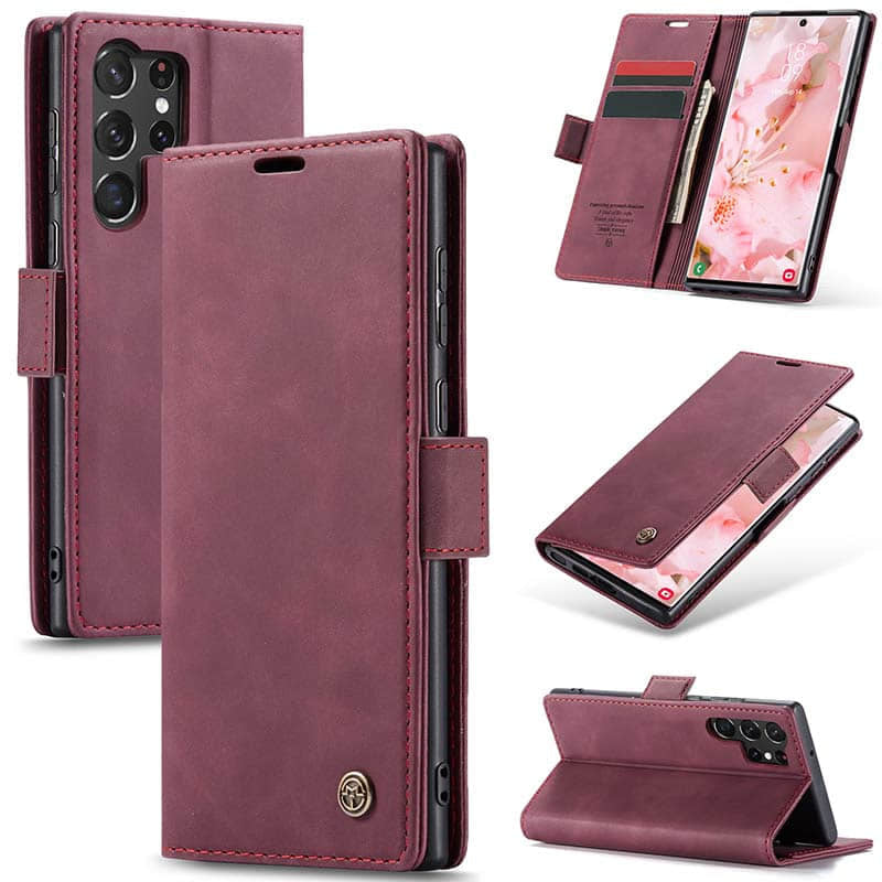 Luxury Leather Bracket Wallet Case For Galaxy A35