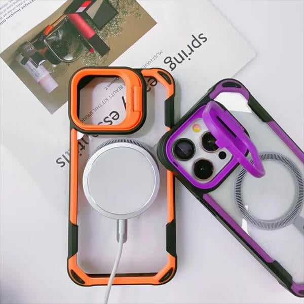 Anti-drop stand transparent magnetic phone case