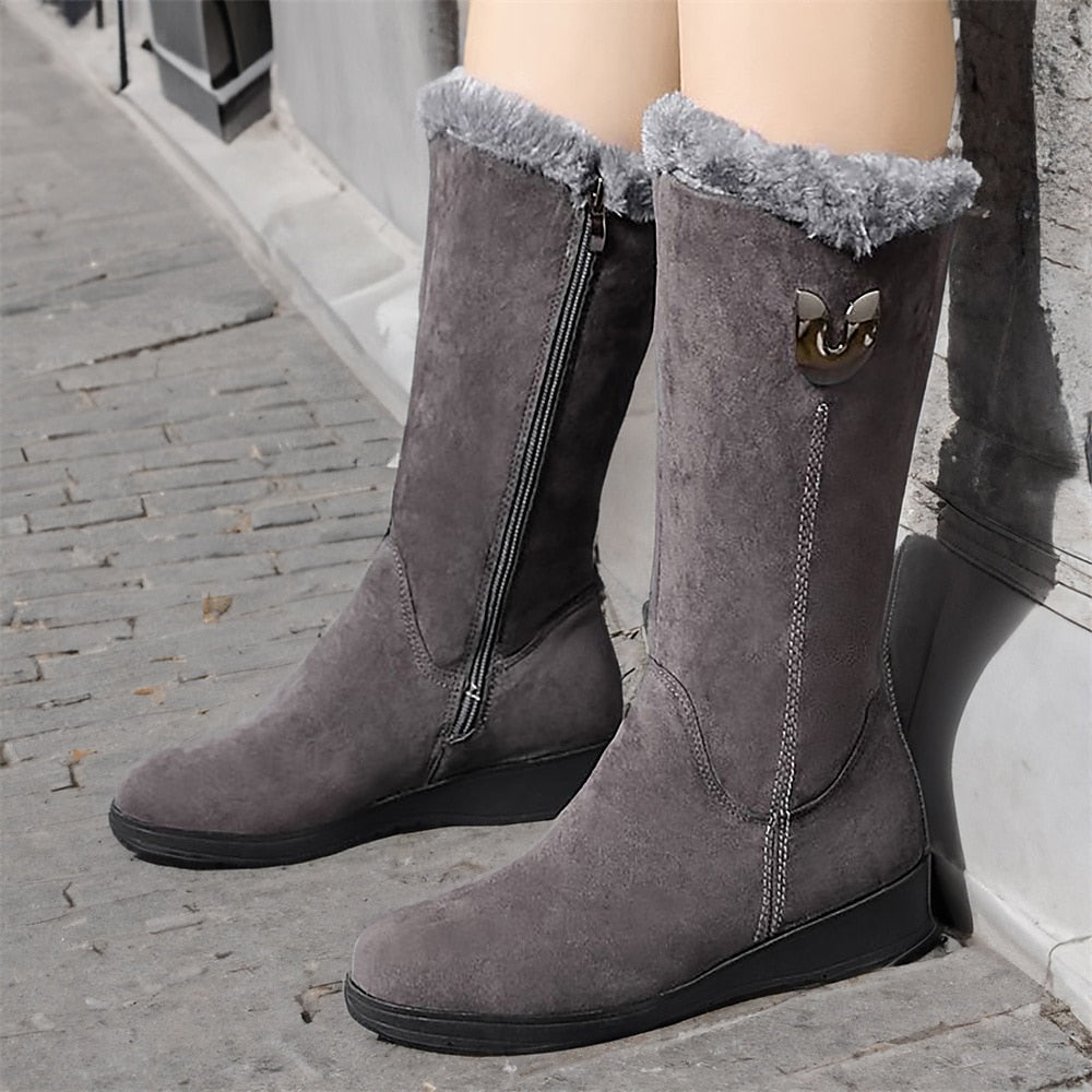 Women's Black Suede Winter Boots