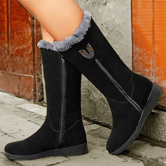 Women's Black Suede Winter Boots