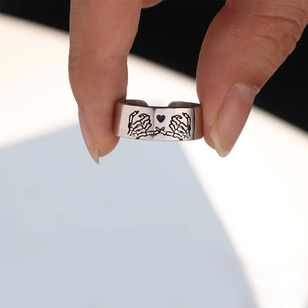 FOR FRIEND - S925 RIDE OR DIE SKELETON PINKY PROMISE RING