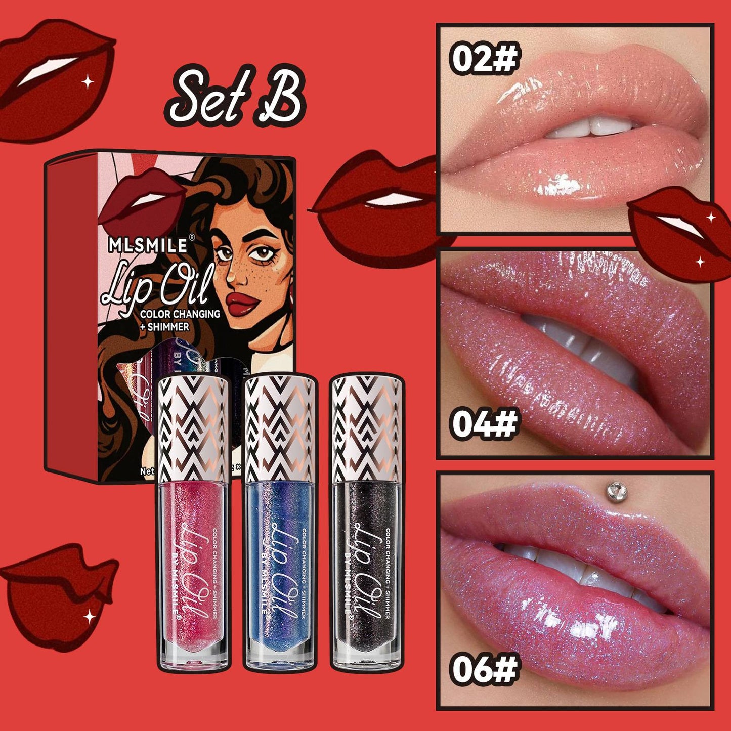 💝MLSMILE Pearlescent Color Changing Lip Gloss