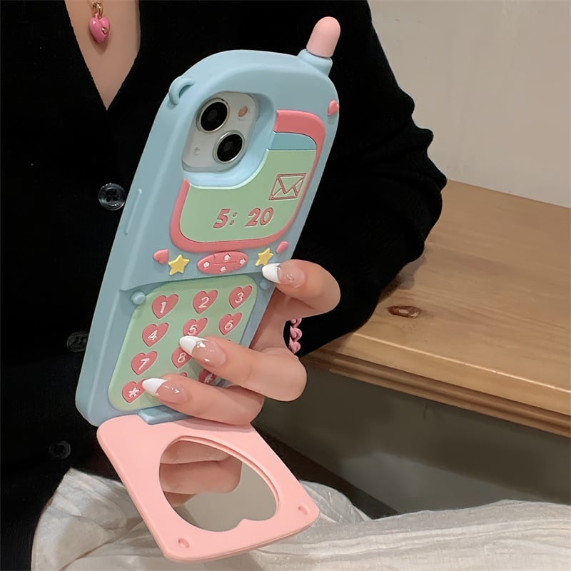 🔥HOT SALE🔥Funny Apple creative flip mirror phone case suitable for silicone